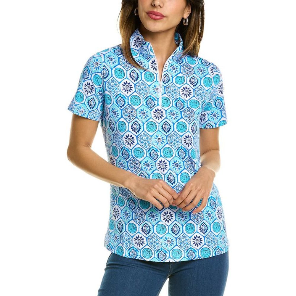 Ibkul Womens  Mock Neck Top, Blue